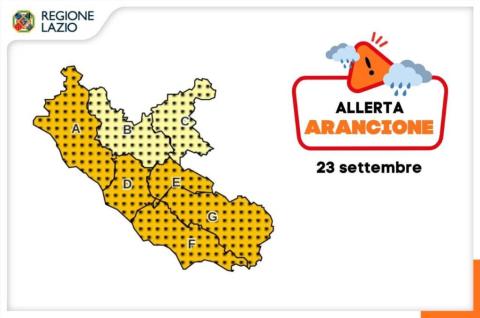 Regione Lazio con zone di allerta