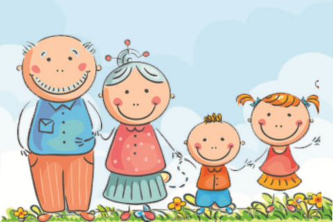 Un'illustrazione di Nonni e nipotini